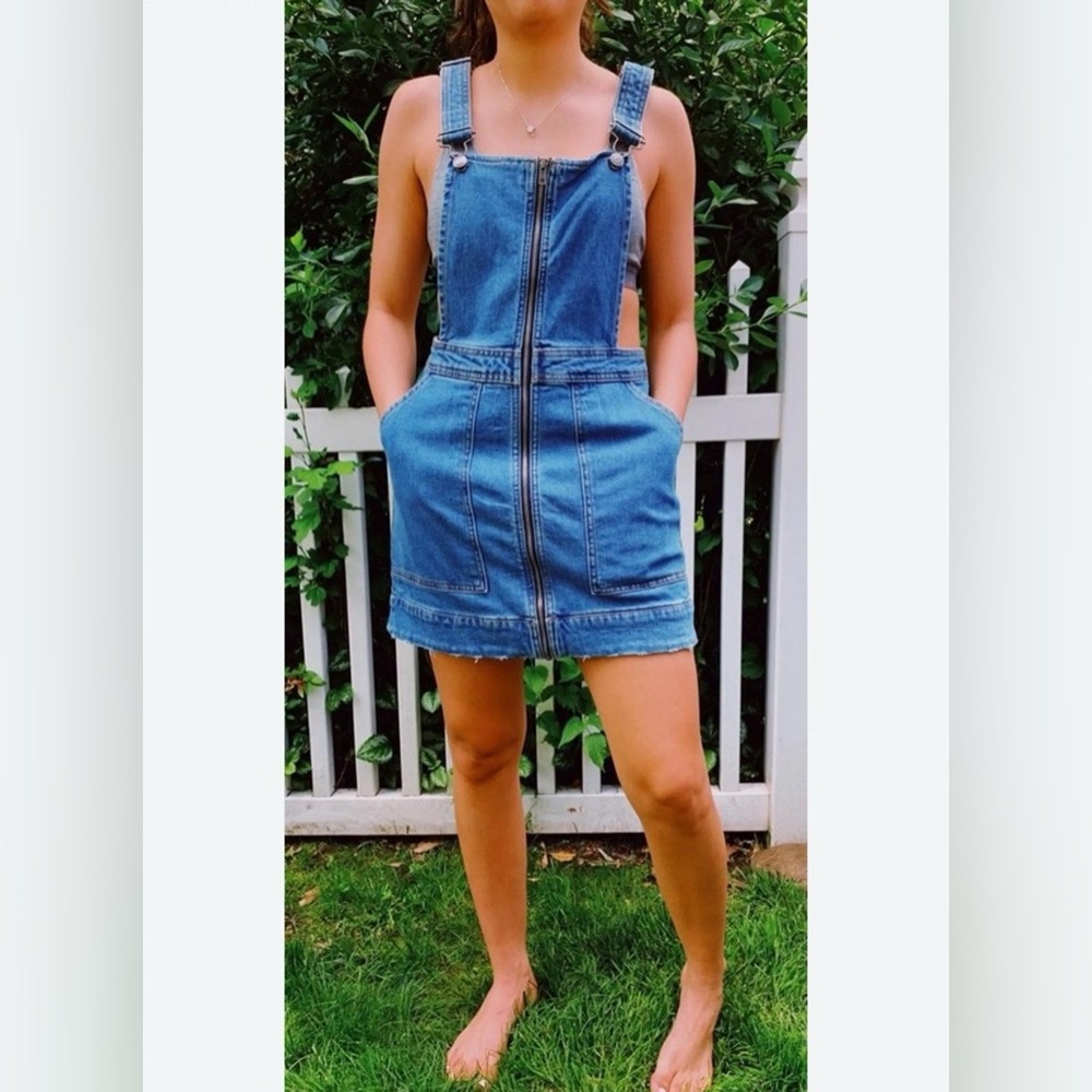 Wild Fable Blue Denim Zip Front Overall Dress